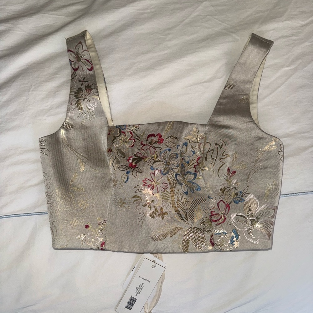 Adam Lippes Floral Embroidered Crop Top NWT
